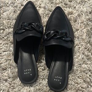 a new day Black Women's Mules with Chain Accent